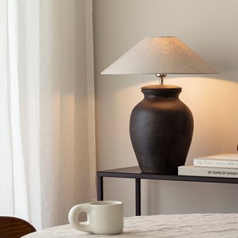 Duża lampa stołowa czarna terakota Berit 38cm